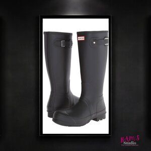 Hunter Original Tall Rain Boots Black | Size 9